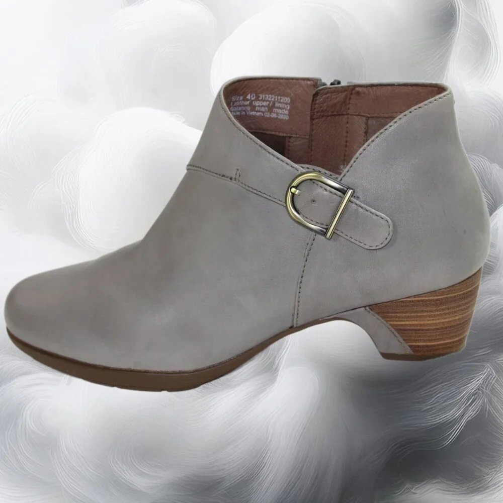 Dansko Darbie Anline Stone Grey Buckle Detail Ankle Shootie, Size 40,  US 9.5-10